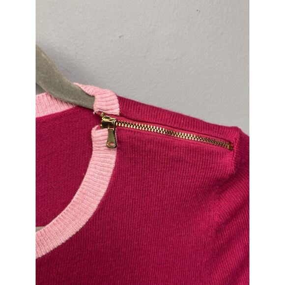 Talbots Sweater Womens Small Petite Angora Blend Zipper accents Pink Orange - Picture 6 of 7